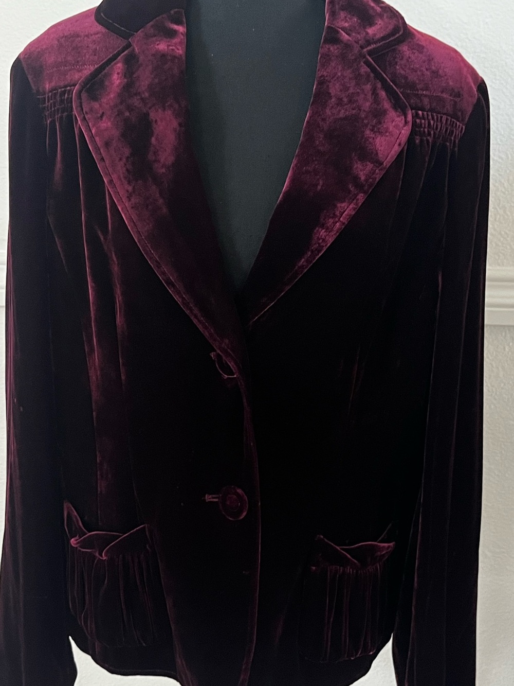 Nine West Dark Burgundy Velvet Blazer Jacket